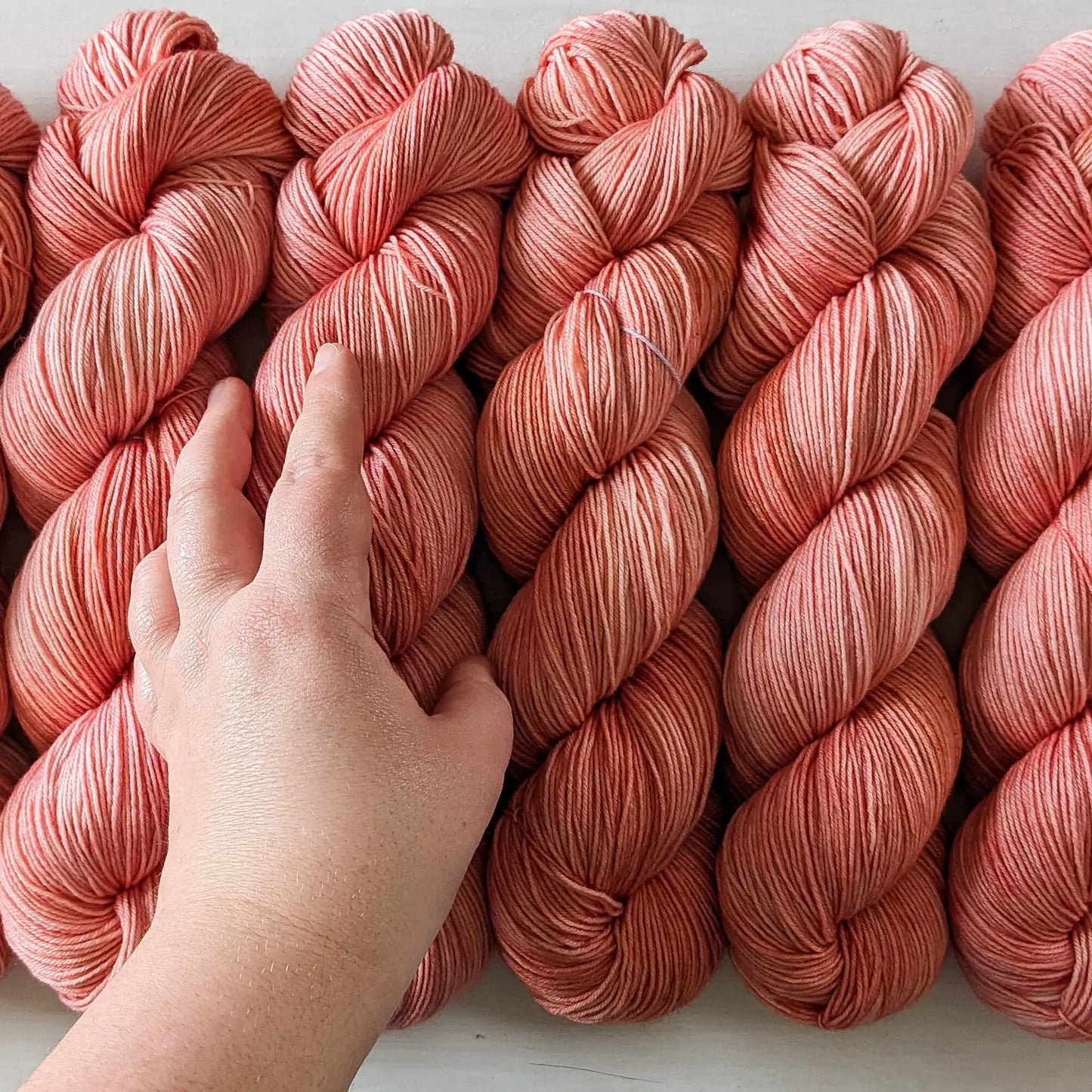 Peach Blush - Blue Socks (BFL/Nylon)