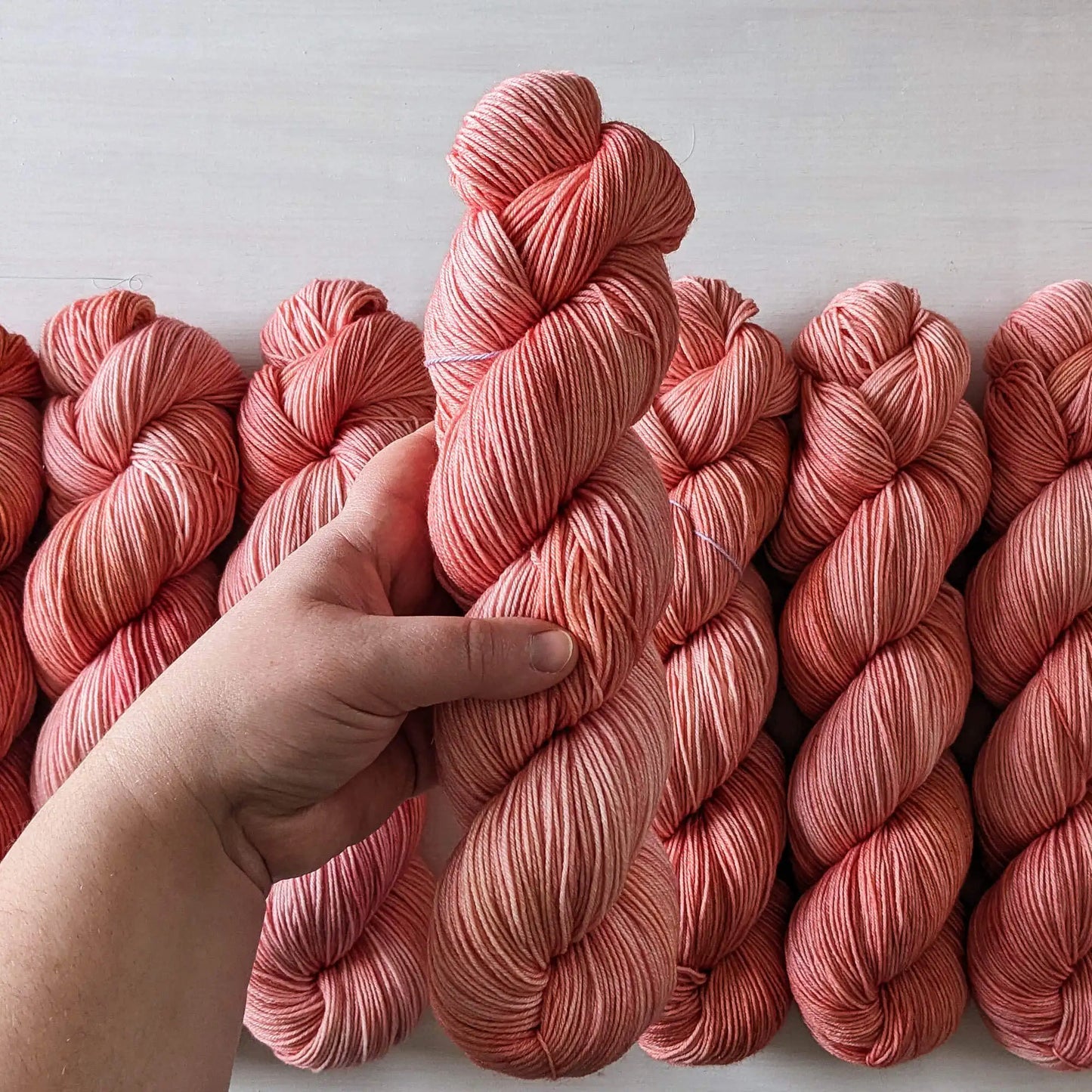 Peach Blush - Blue Socks (BFL/Nylon)