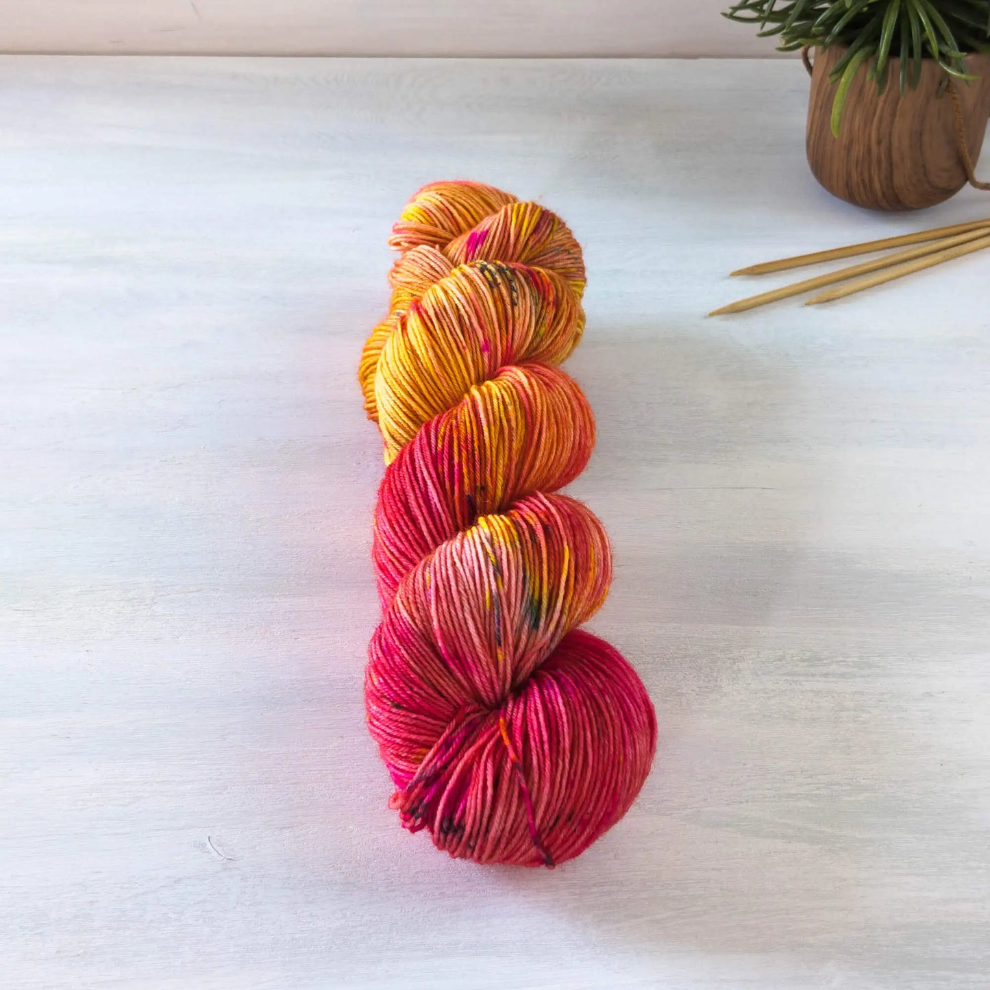 Neon Peach - Blue Socks (BFL/Nylon)