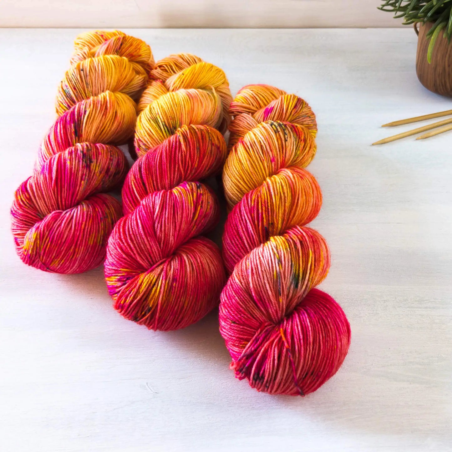 Neon Peach - Blue Socks (BFL/Nylon)