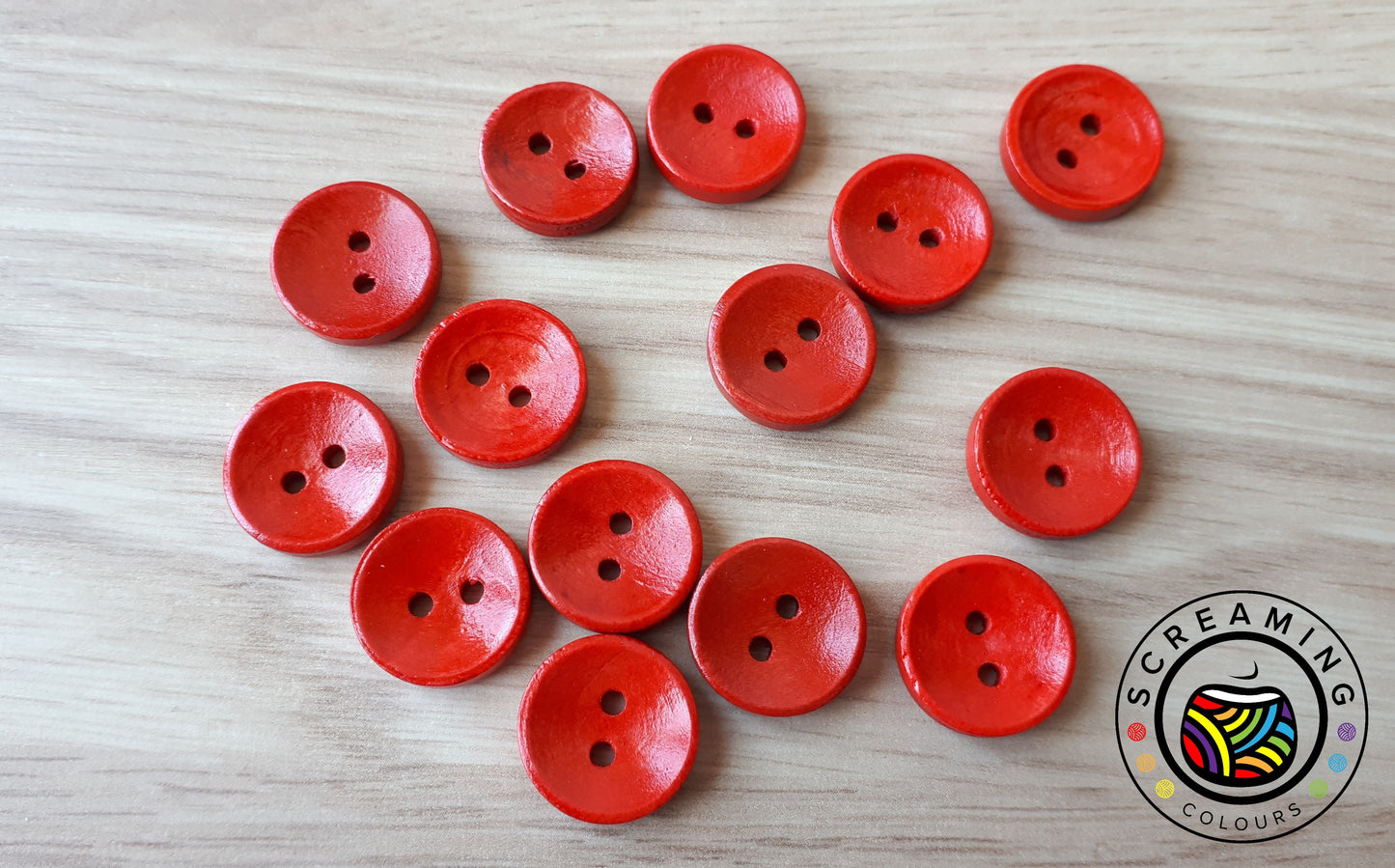 Holzknopf Rot
