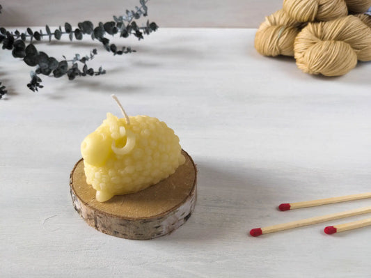 beeswax candle sheep light yellow