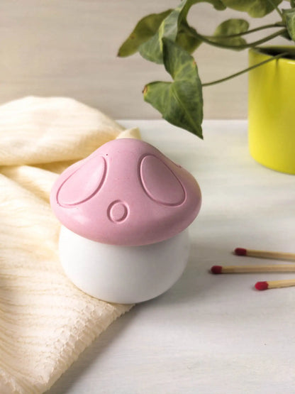 White Musk - Pink Mushroom - Candle in a Cement Container