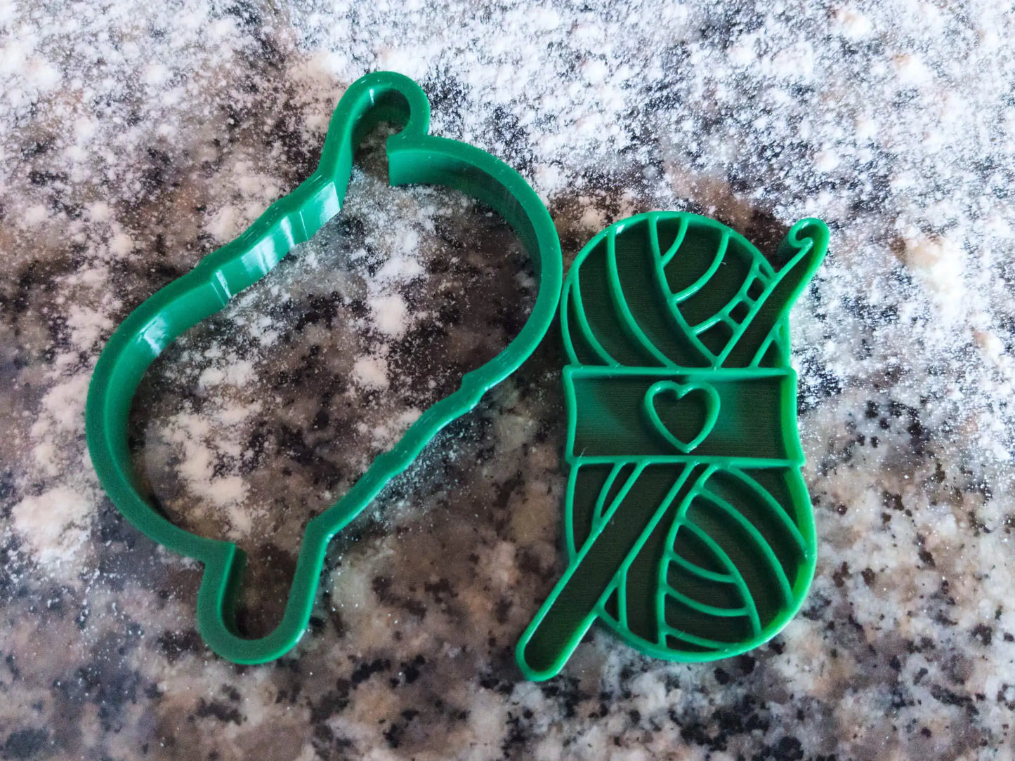 Cookie cutter, ball of yarn