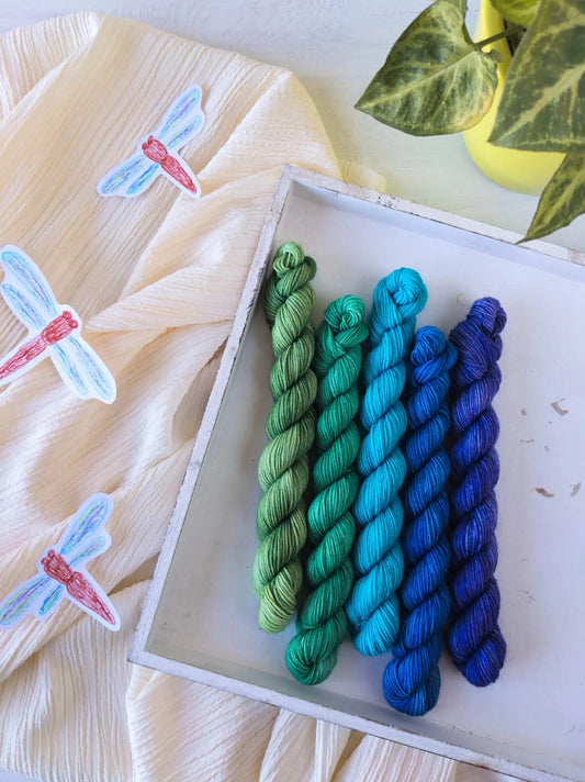 Fade Dragonfly - Blue Socks Minis (BFL/Nylon)