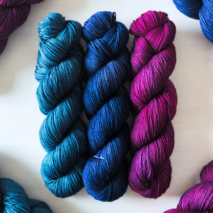 Winterpflaume - Blue Socks Trio *Dye to order