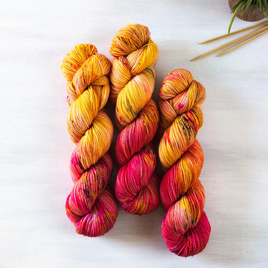 Neon Peach - Blue Socks (BFL/Nylon)